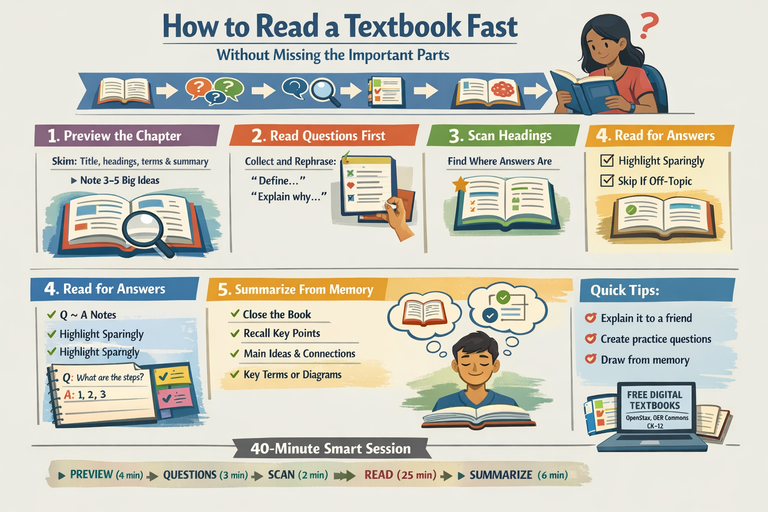 How to Read a Textbook Fast Without Missing Key Ideas | Smart Study Guide