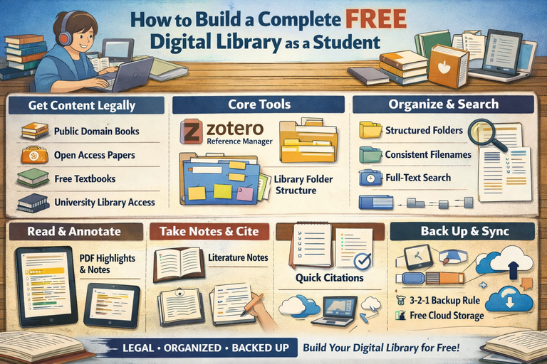 How to Build a Complete Free Digital Library as a Student