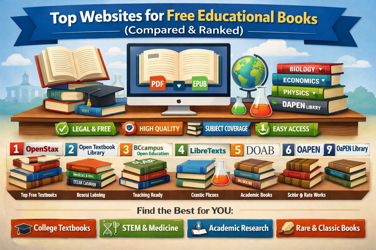 Top Websites for Free Educational Books (Compared & Ranked)