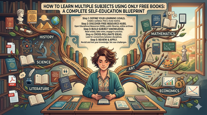 How to Learn Multiple Subjects Using Only Free Books: A Complete Self-Education Blueprint